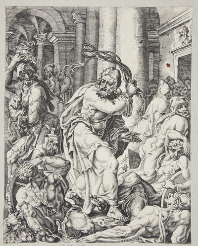 Christus vertreibt die Geldwechsler aus dem Tempel von Dirck Volckertsz. Coornhert