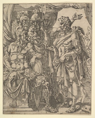 Achior bittet Holofernes für die Israeliten, aus Die Geschichte von Judith und Holofernes von Dirck Volkertsen Coornhert