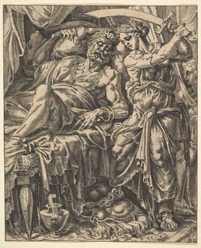 Judith enthauptet Holofernes, aus der Geschichte von Judith und Holofernes von Dirck Volkertsen Coornhert