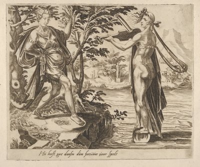 Derjenige, dem das Glück spielt, wird fröhlich tanzen aus Sechs Sprüchen über das Glück, ca. 1560 von Dirck Volkertsen Coornhert