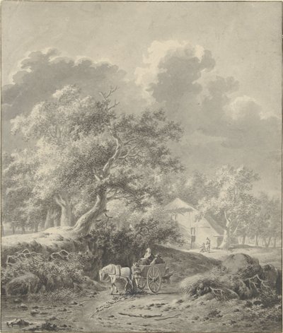 Landschaft mit Pferd und Wagen von Dirk Jan van der Laan