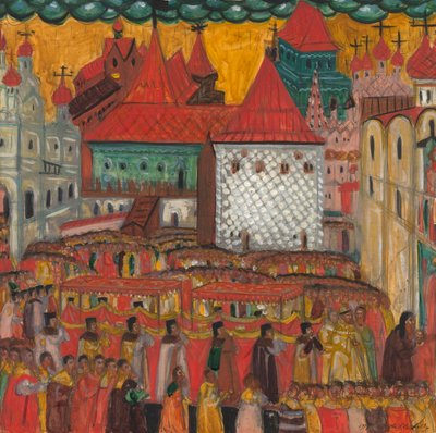 Prozession des Kreuzes zur Feier der Geburt von Peter dem Großen, 1917 von Dmitri Semyonovich Stelletsky