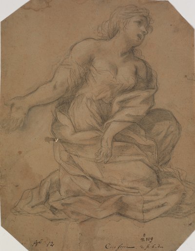 Putti, ein Engel in Halbfigur und ein Frauenkopf. Studie zu einer Verkündigung von Domenichino