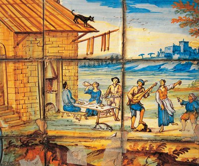 Detail der Majolika-Dekoration des Klosters der Klarissen von Domenico Antonio Vaccaro