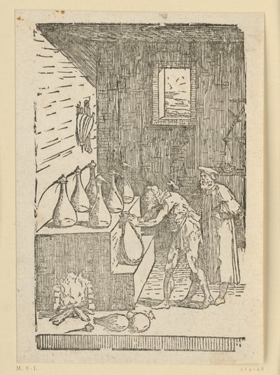 Die Destillation durch den Chemiker oder Alchemisten. Aus der Folge "De re metallica". von Domenico Beccafumi