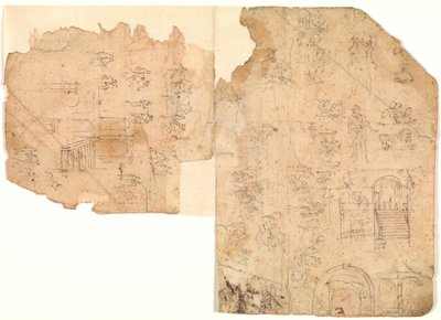 Skizzen für Figuren, Kompositionen und architektonische Einstellungen von Domenico Beccafumi
