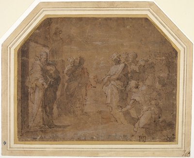 Bittsteller, die den Heiligen Antonius ansprechen von Domenico Beccafumi