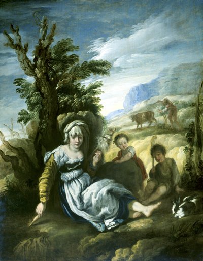 Adam und Eva bei der Arbeit von Domenico Fetti or Feti