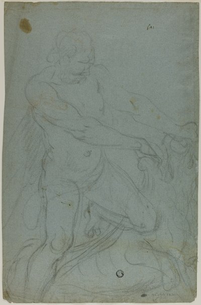 Samson und der Löwe (recto); Jungfrau Maria mit ausgestrecktem rechten Arm (verso) von Domenico Fiasella