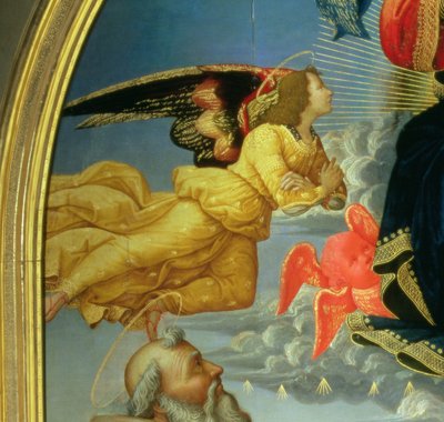 Christus in Herrlichkeit mit Hl. Benedikt, Hl. Romuald, Hl. Attinia, Hl. Grecinia und dem Stifter Abt Buonvicini (Detail) von Domenico Ghirlandaio