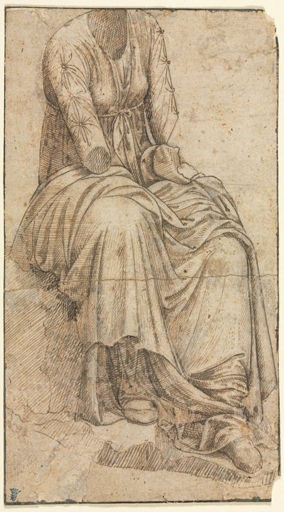 Kopie einer römischen Statue einer sitzenden Frau, zweite Hälfte des 15. Jahrhunderts von Domenico Ghirlandaio