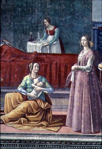 St. Elisabeth und Johannes der Täufer, aus der Geburt des Johannes des Täufers von Domenico Ghirlandaio
