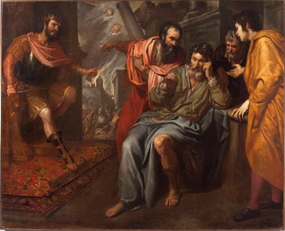 Mediis tranquillus in undis oder „Die Unerschütterlichkeit des griechischen Philosophen Anaxarchus von Abdera (4. Jahrhundert v. Chr.)“ von Domenico Il Sarzana Fiasella