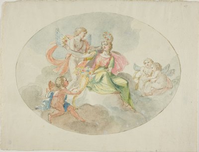 Allegorie des Überflusses (Skizze für ein Deckenbild) von Domenico Pozzi