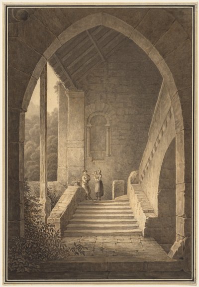 Äußerer Treppenaufgang einer gotischen Ruine, 1830 von Domenico Quaglio