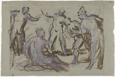 Hiob auf dem Misthaufen, umgeben von seinen Freunden von Domenico Tintoretto