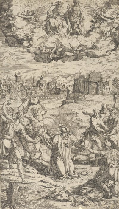Die Steinigung des Heiligen Stephanus von Domenico del Barbiere