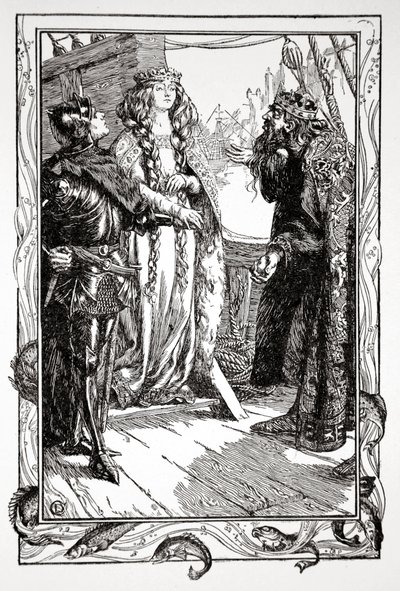 König Anguish gibt Isolt an Sir Tristram von Dora Curtis