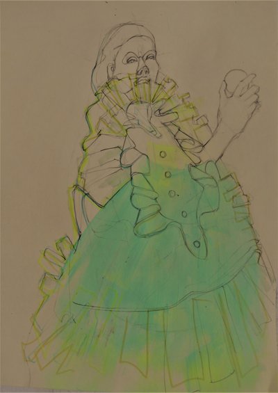 Elegante Frau grüne Skizze von Doris Schmitz