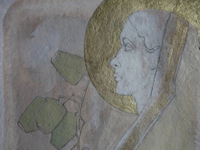 Goldener Heiligenschein Frauenprofil von Doris Schmitz