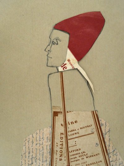 Papierprofil mit rotem Hut von Doris Schmitz