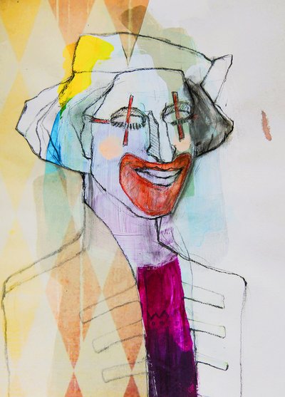 Verspieltes Clownporträt von Doris Schmitz