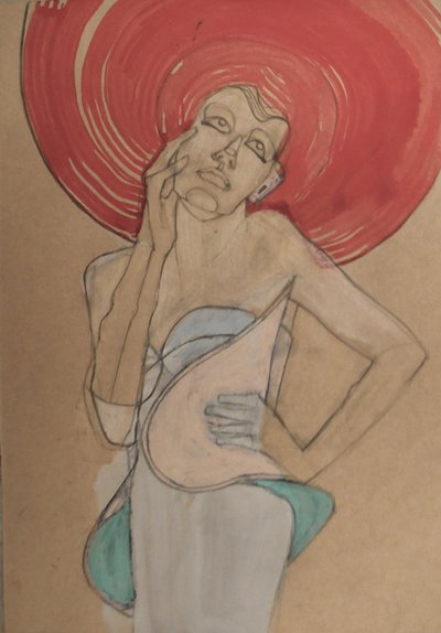 Frau mit rotem Hut von Doris Schmitz