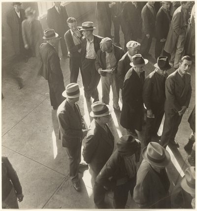 [Erste Tage der Arbeitslosenentschädigung in Kalifornien: Warten auf die Antragstellung] von Dorothea Lange