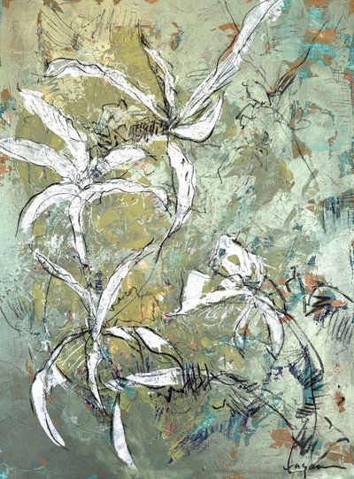 Grünes Blumenabstrakt von Dorothy Fagan