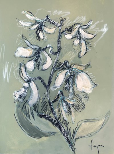 Weiße Blumenskizze von Dorothy Fagan