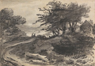 Landschaft mit Bäumen und zwei Figuren von Dr. Thomas Monro