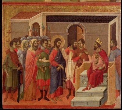 Jesus vor Herodes (Maestà-Altarbild) von Duccio di Buoninsegna