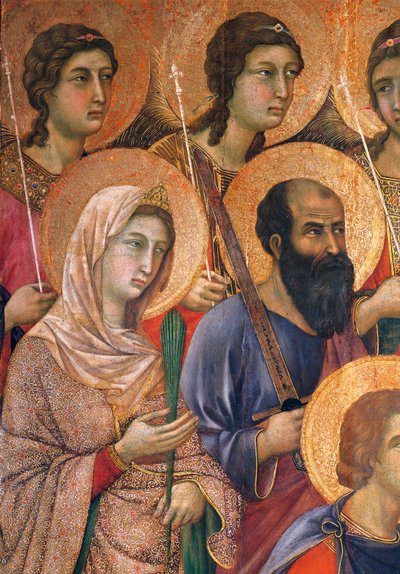 Maestà des Duccio Altarbildes im Dom von Siena (Detail) von Duccio di Buoninsegna