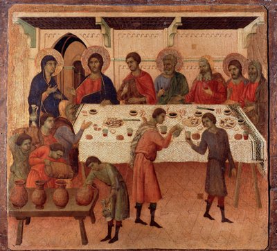 Die Hochzeit zu Kana. Rückseite des Altars von Duccio di Buoninsegna