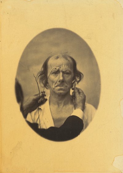 Unzufriedenheit, düstere Gedanken links, Reflexion rechts, 1854-1856, gedruckt 1862 von Duchenne de Boulogne