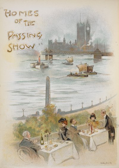 Illustrierte Titelseite, die eine Szene am Fluss Themse zeigt von Dudley Hardy