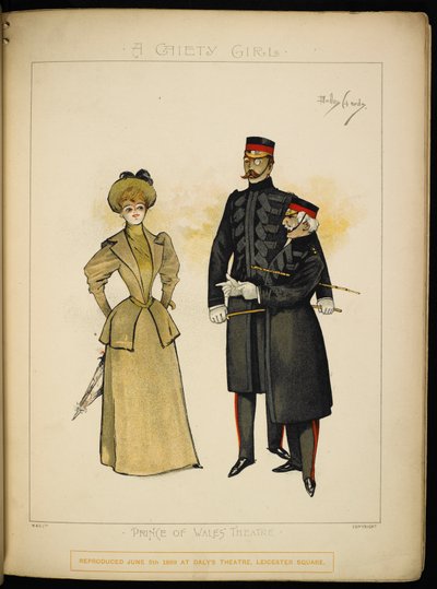 Eine der Gaiety-Girls und zwei Offiziere der Life Guards von Dudley Hardy