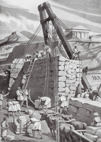 Wiederaufbau der Mauern von Athen, 393 v. Chr. von Dudley Heath