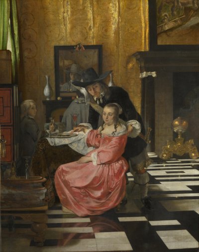 Ein Interieur, mit einer Frau, die ein Glas Wein ablehnt, ca. 1660 von Dutch Master