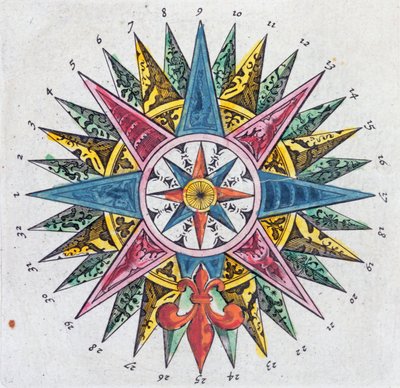 Windrose, aus einem Blaue Atlas, veröffentlicht in Amsterdam, 1697 von Dutch School
