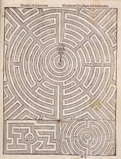 Entwürfe für Labyrinthe, aus Der niederländische Gärtner von Johann van der Groen, veröffentlicht 1699 von Dutch School