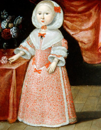 Mädchen mit einer rosa-weißen Blume, ca. 1640 von Dutch School