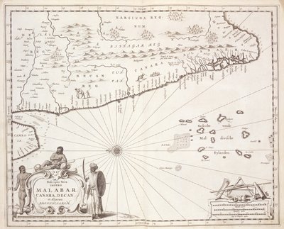 Karte der Küste von Malabar, Ostindien, 1672 von Dutch School