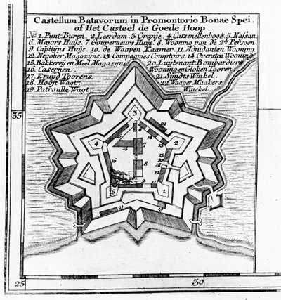 Plan des Batavischen Schlosses, Kap der Guten Hoffnung um 1803-1806 von Dutch School