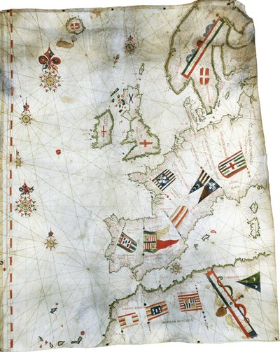 Portolankarte von Westeuropa und Nordafrika, ca. 1580 von Dutch School