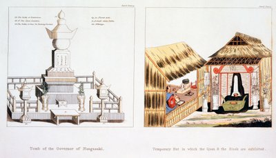 Grab des Gouverneurs von Nagasaki und andere Begräbnisgegenstände, aus Illustrations of Japan von Issac Titsingh, veröffentlicht London 1822 von Dutch School