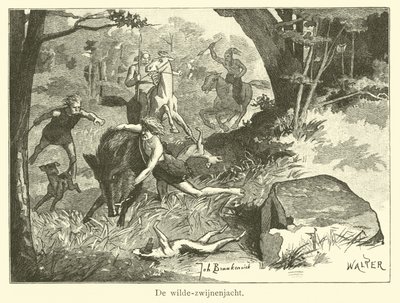 Wildschweinjagd von Dutch School