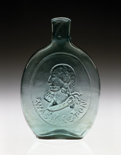 Figurierte Flasche, ca. 1847 (bleifreies Glas) von Dyottville Glass Works