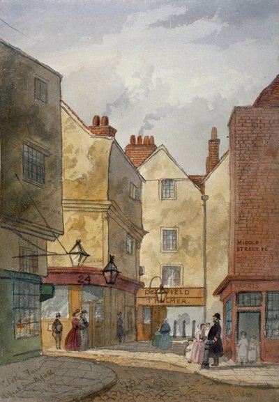 Ansicht von Cloth Fair und Middle Street, West Smithfield, City of London von EH Dixon