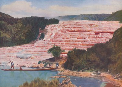Errötete Schönheit der neuseeländischen Pink Terraces vor ihrer völligen Zerstörung, um 1935 von ENA